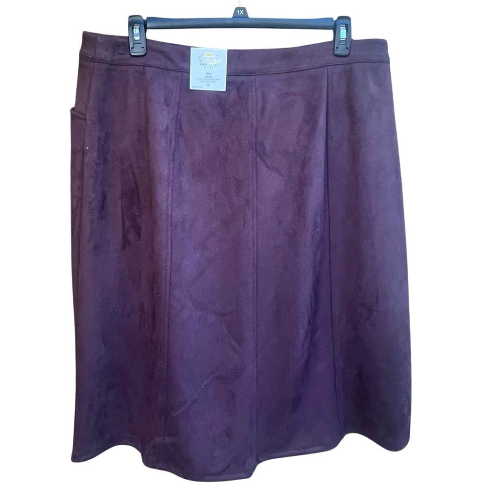 Plus Size Croft & Barrow Chocolate Brown Faux Suede Midi Skirt Sz 1X - Picture 4 of 7